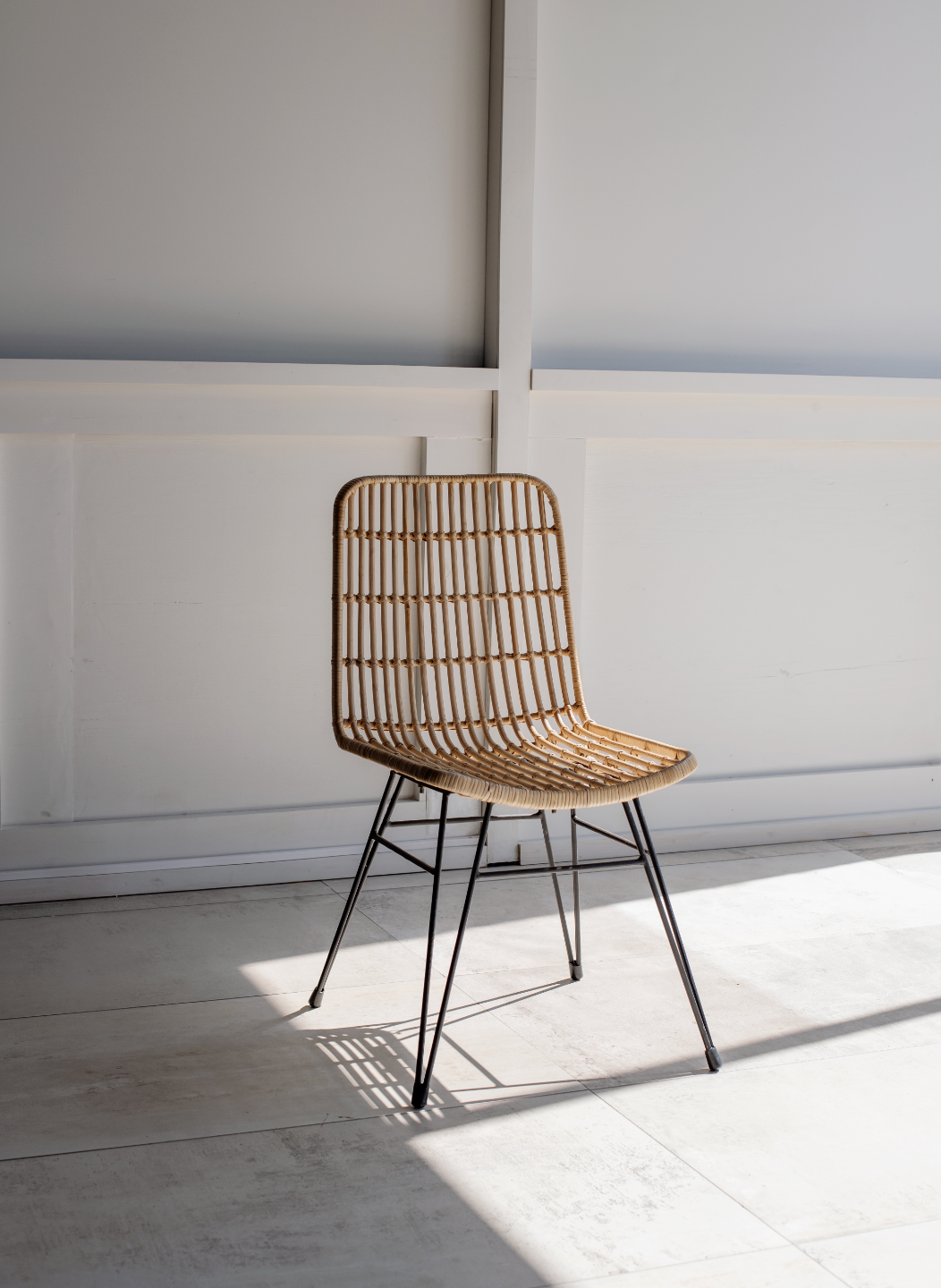 Cane and steel chair