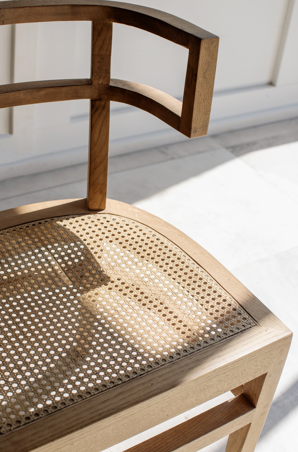 Curved Back Timber (Oak) & Rattan Chair