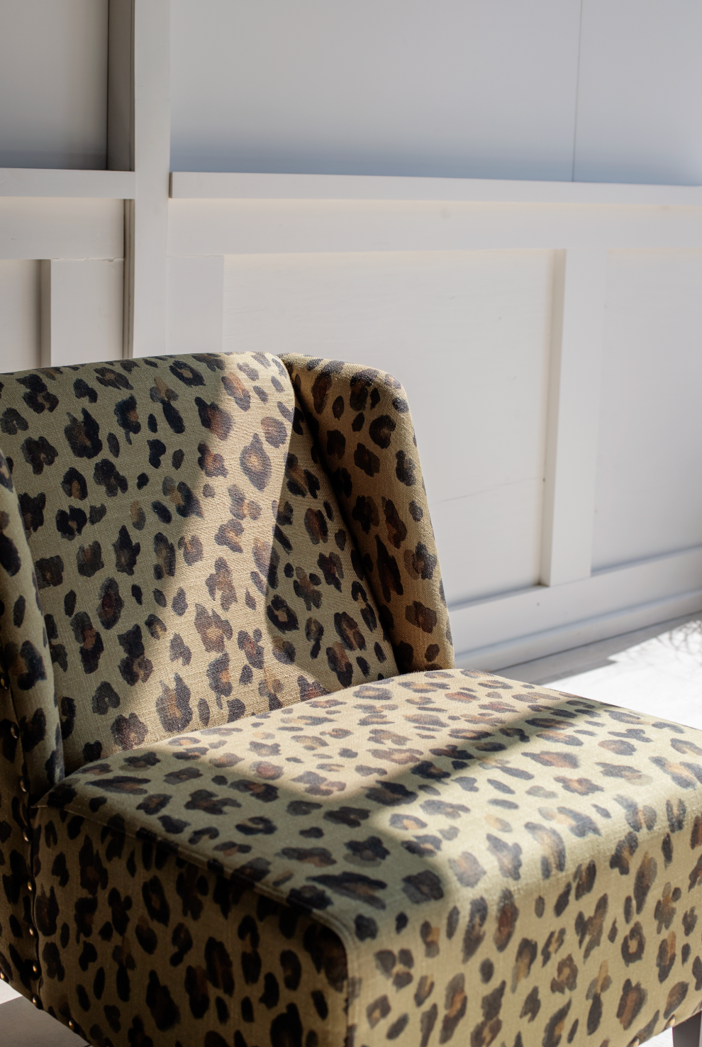 Leopard Preppy Chair with Stud Detail