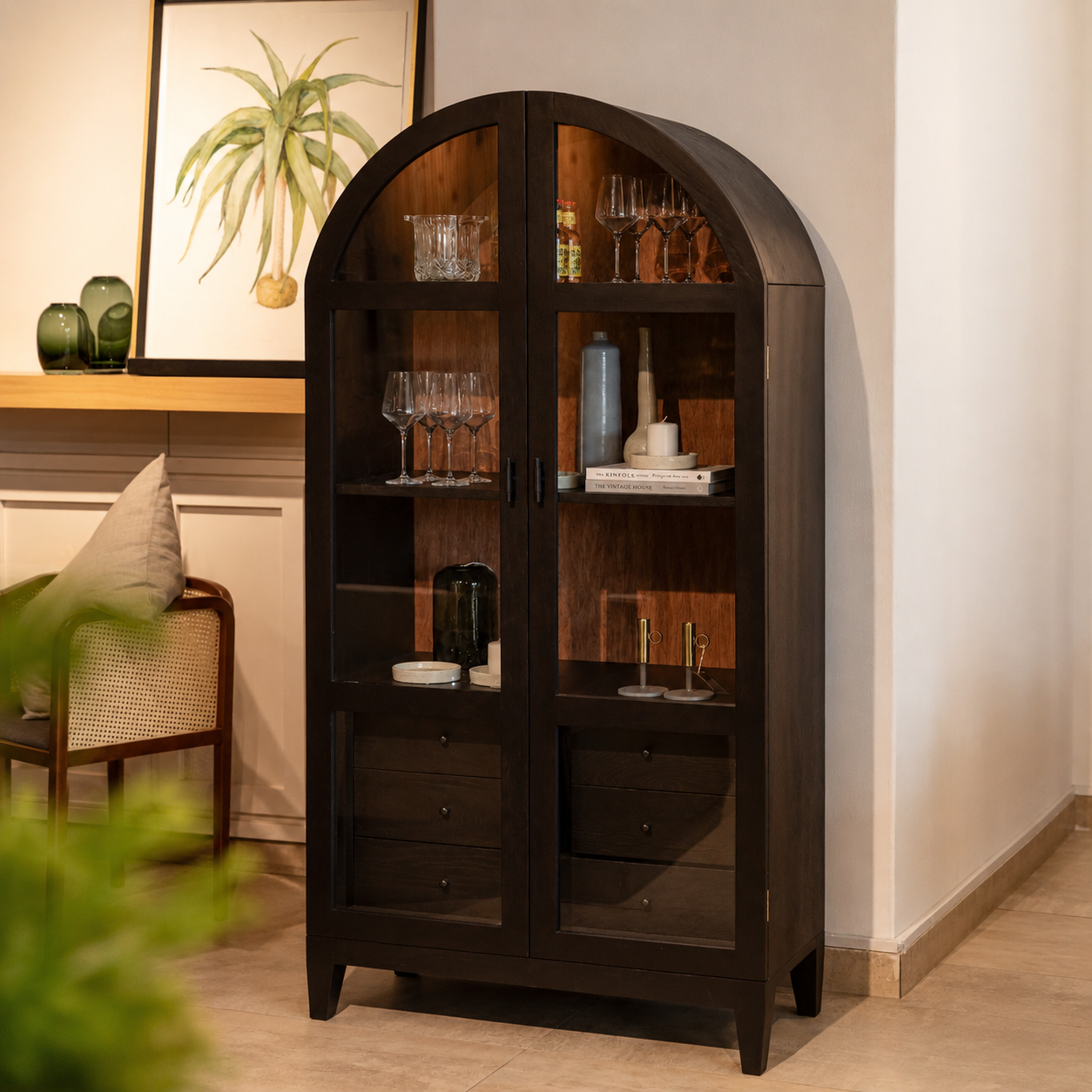 Black Arch Cabinet