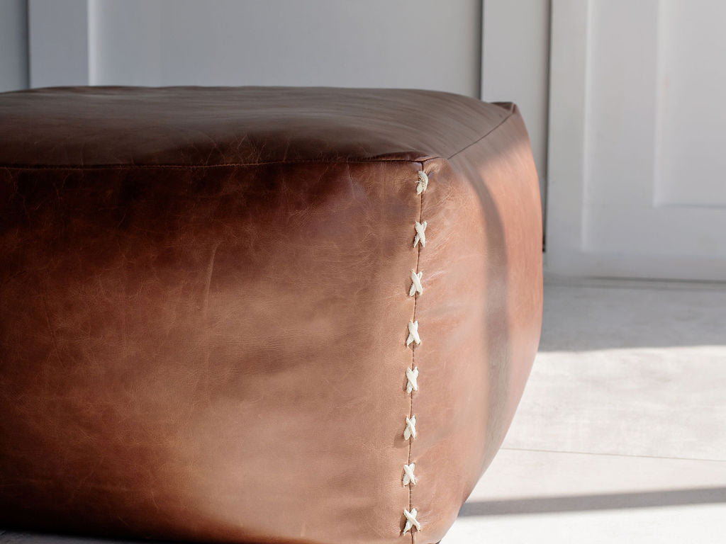 Brown Leather Ottoman