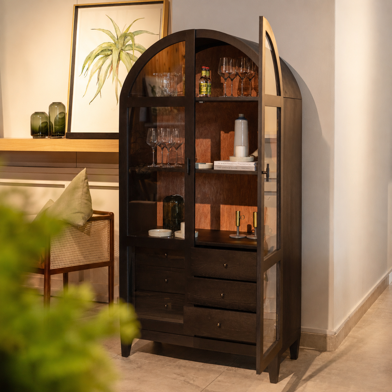 Black Arch Cabinet