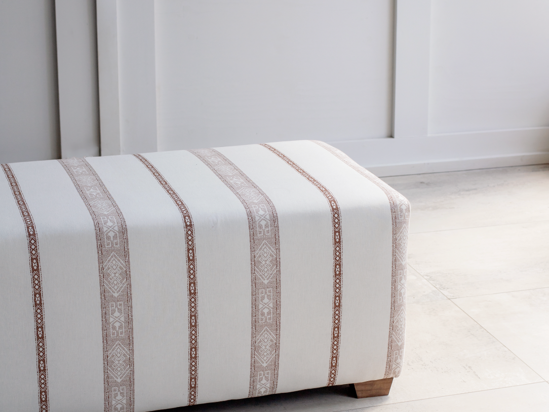 Rectangular Striped Ottoman