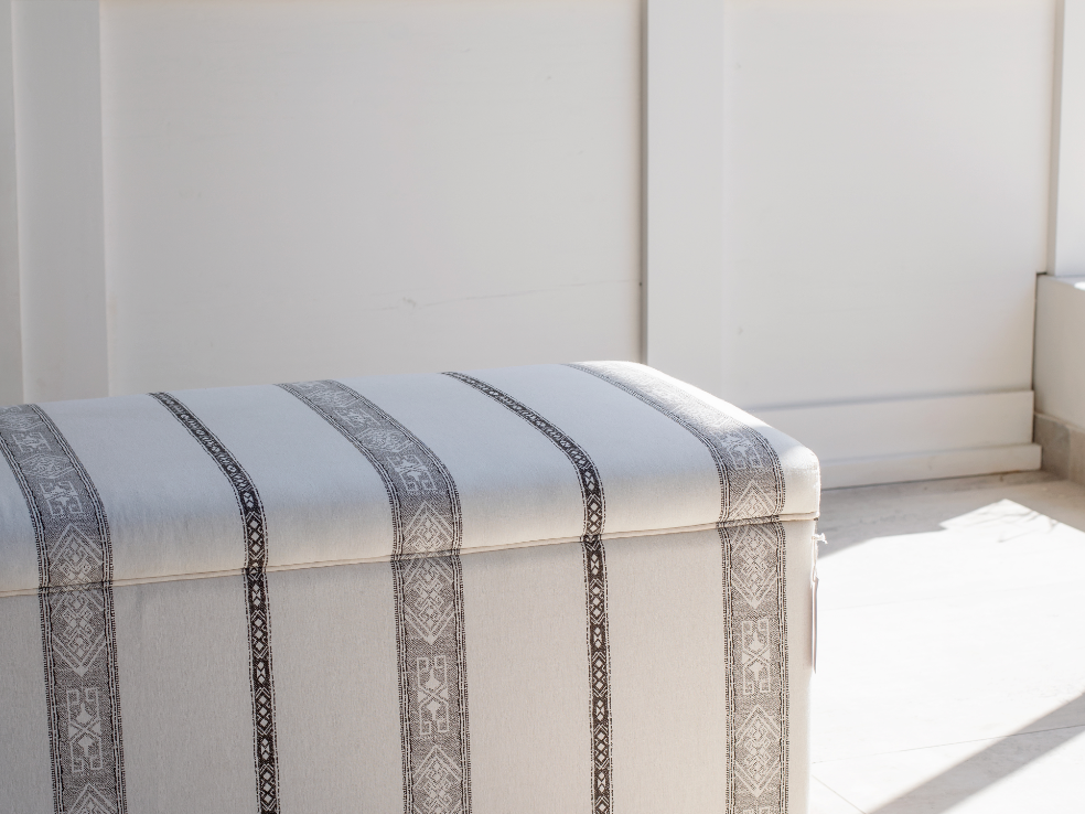 Rectangular Striped Ottoman