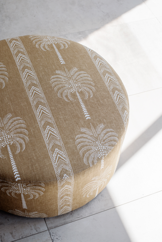 Tan palm ottoman