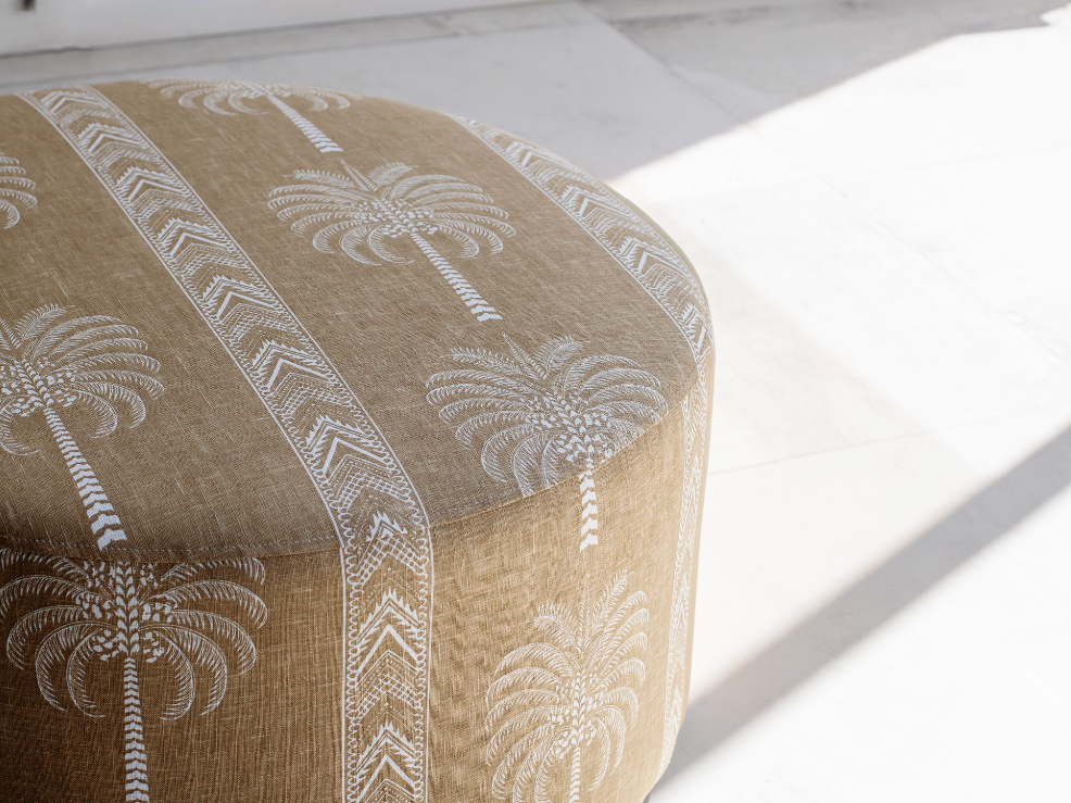 Tan Palm Ottoman