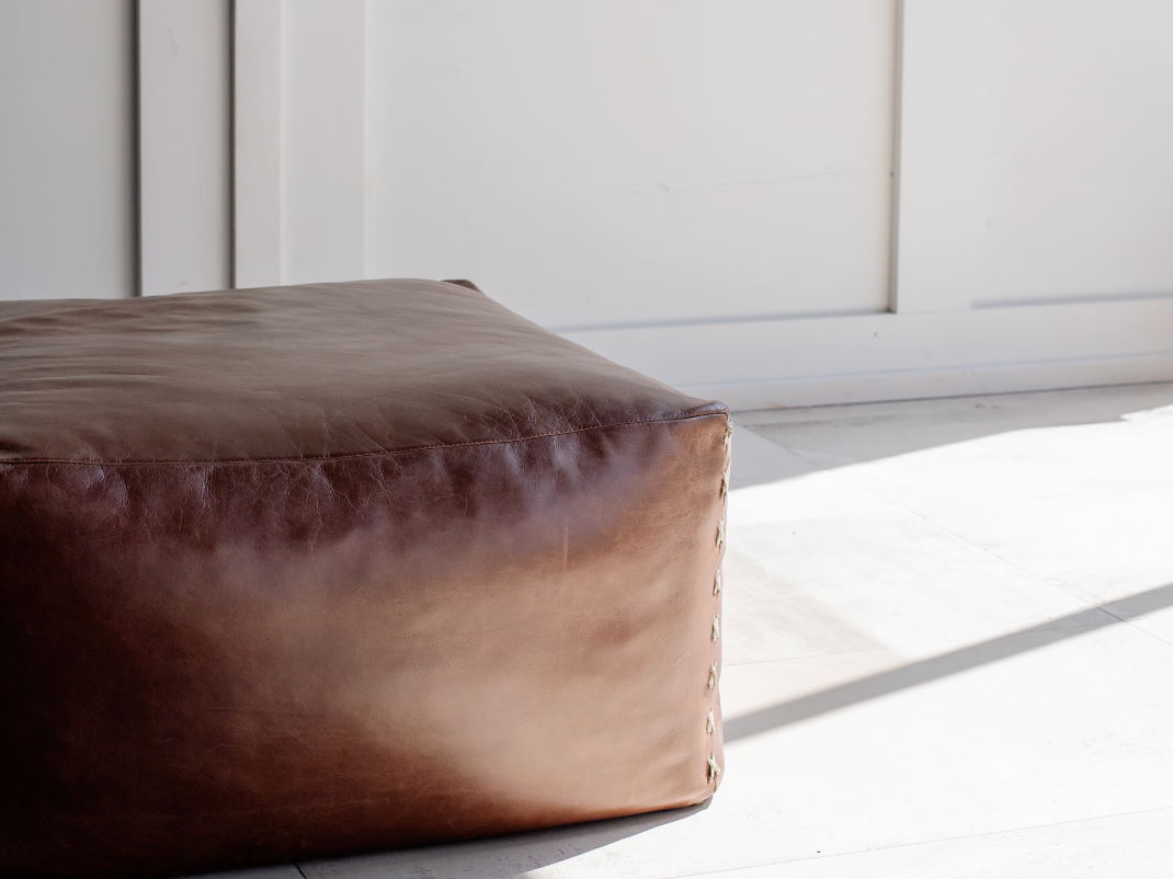 Brown Leather Ottoman
