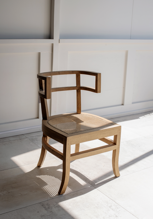 Curved Back  Timber (Oak) & Rattan Chair