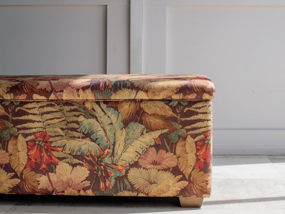 Floral Print Storage Ottoman