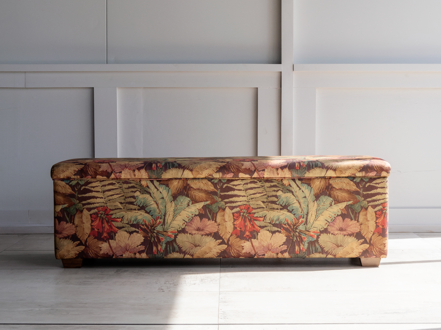 Floral Print Storage Ottoman