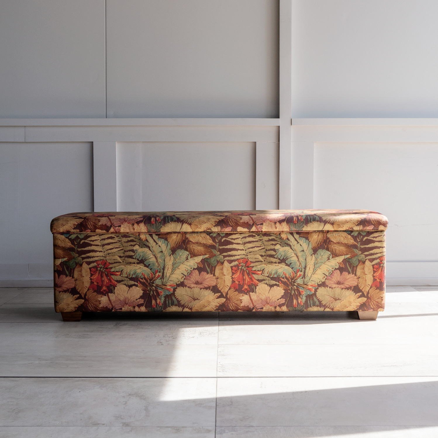 Floral Print Storage Ottoman
