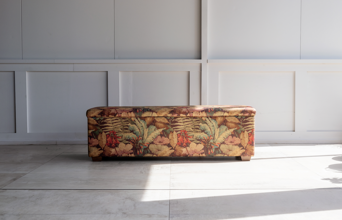 Floral print storage Ottoman