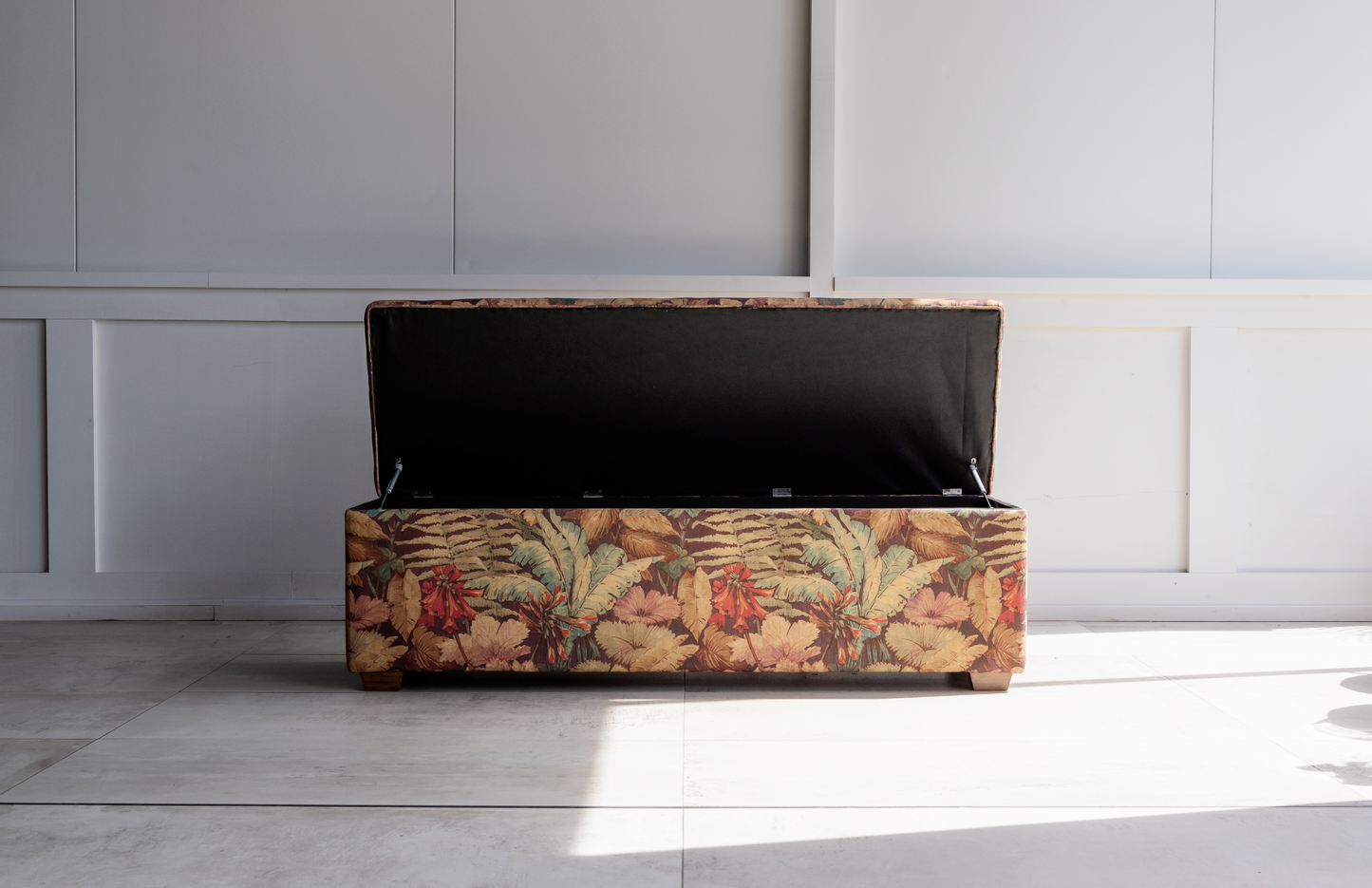 Floral print storage Ottoman